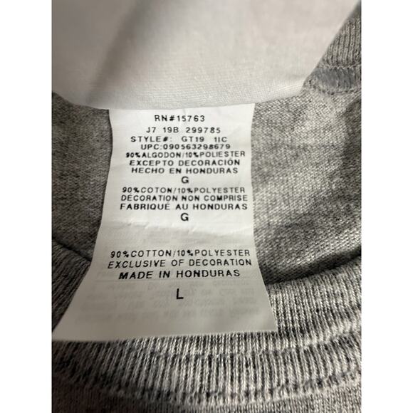 Champion T-Shirt Men's Large Gray Blue Red Script Logo Tee Cotton Blend - Picture 5 of 9